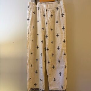 Women's Cream Patterned Chinos